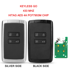 (433MHz) 4 Buttons Keyless Smart Key Hitag AES 4A After-Market Smart Key for Renault Megane 4 Talisman Kadjar Espace 5